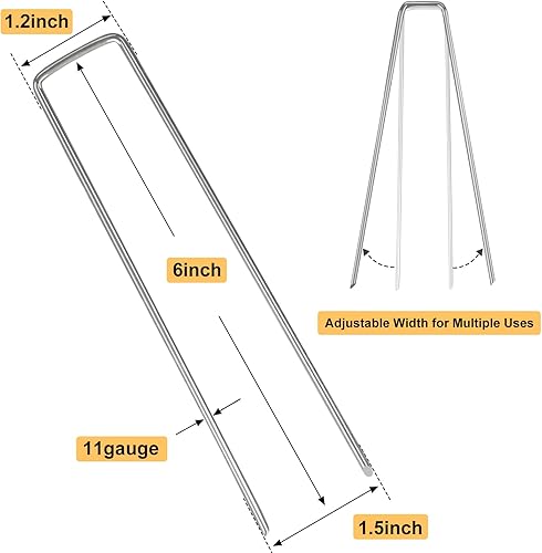 Miniatura 9 de Whonline 560 grapas de paisaje de 6 pulgadas, calibre 11, estacas de jardín galvanizadas de alta resistencia, estacas de riego por goteo para