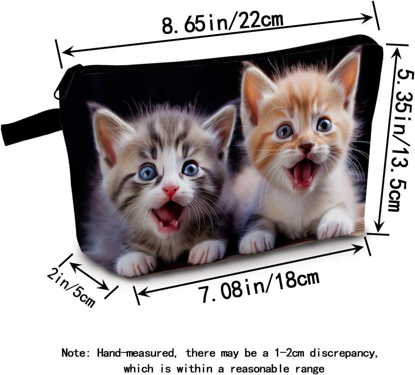 Cute Cat Print Women Makeup Bag Travel Cosmetic Bag Organizer Small Zipper Toiletry Kit image 2
