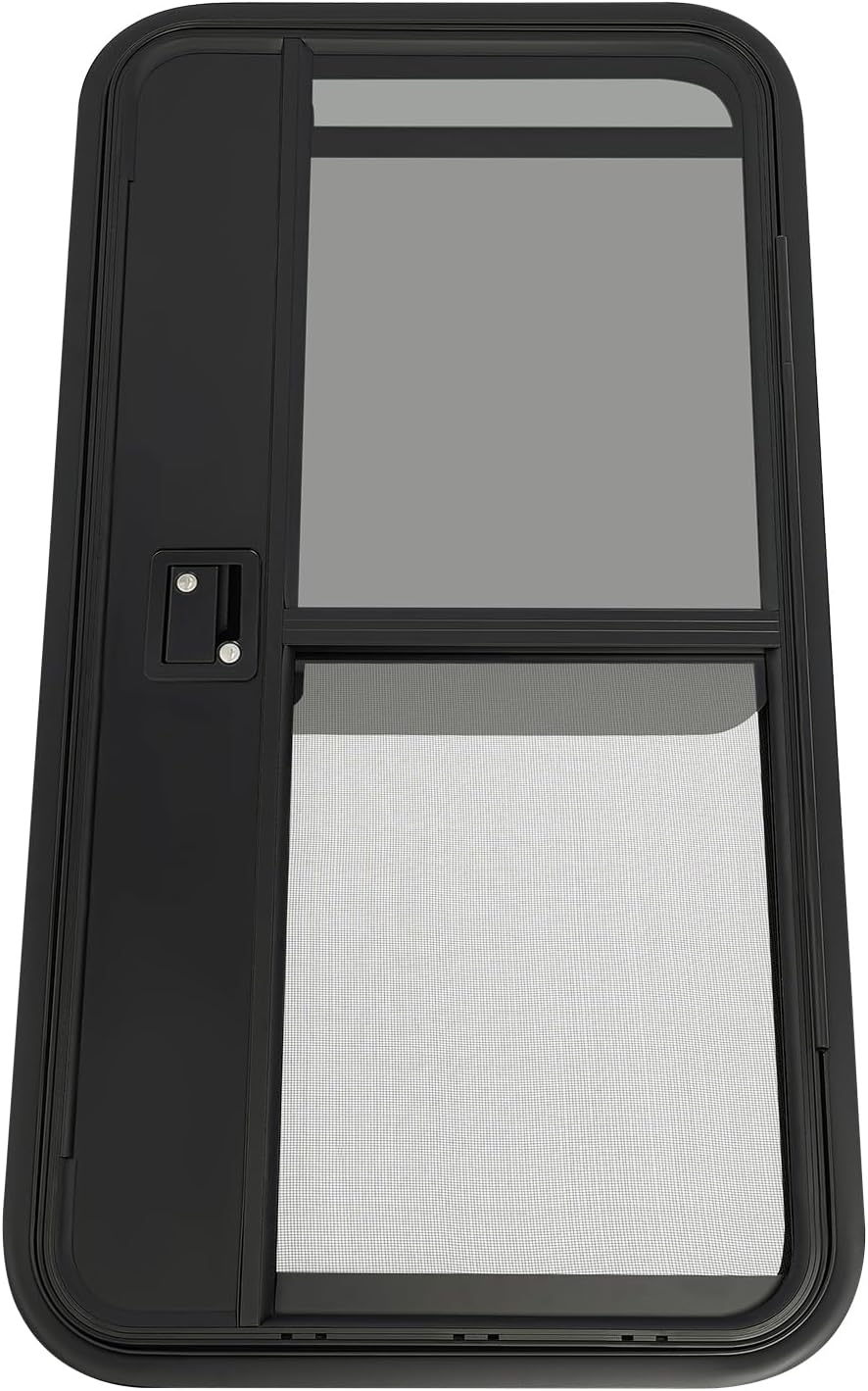 RV Entry Door 23"x44", Right Passenger Side Black Aluminum Alloy Teardrop Trailer Door with Tempered Glass, Weatherproof Replacement Entrance Door for Motorhome (Right Passenger Side)