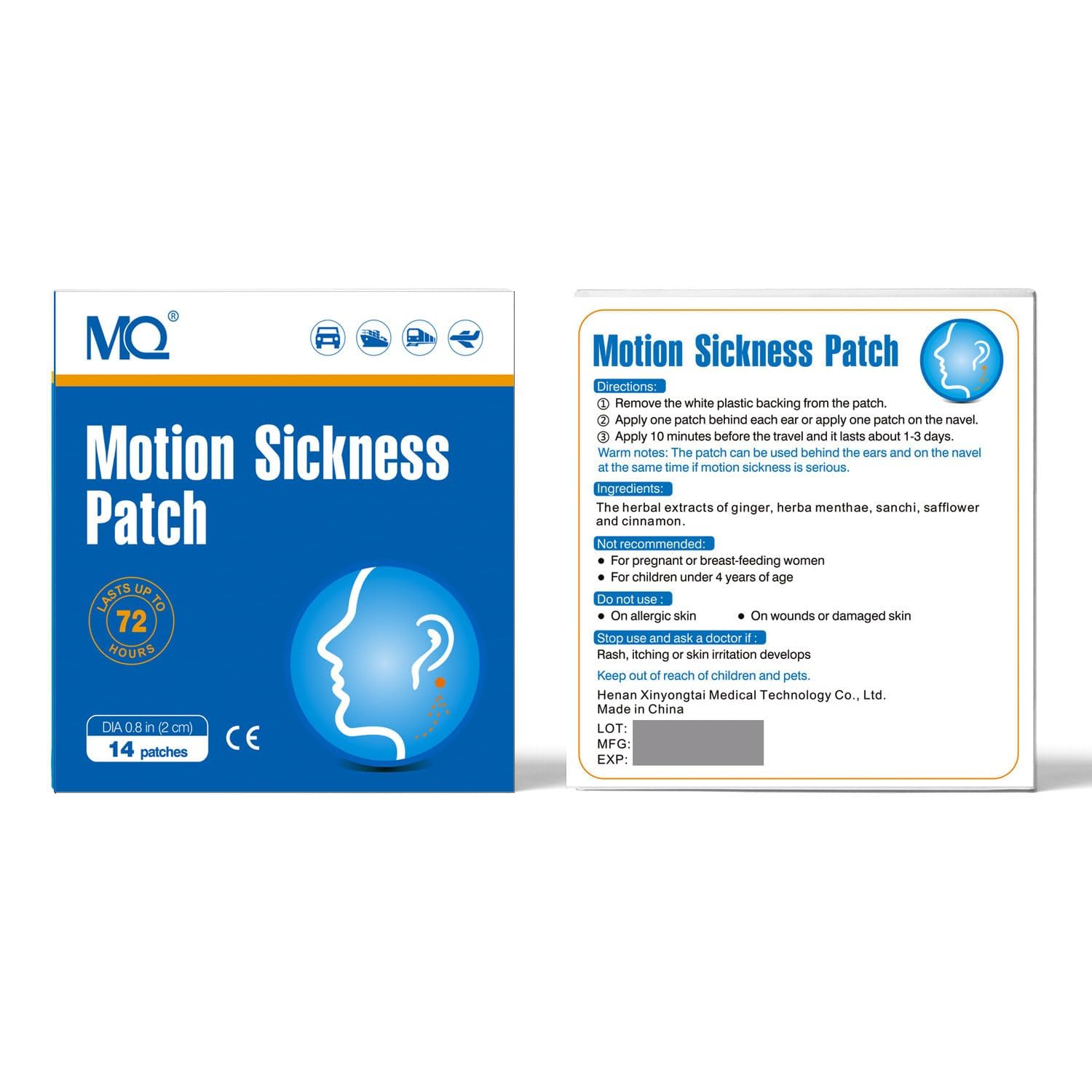 MQ 14ct Motion Sickness Patches Non Drowsy, Sea Sickness Patches for Cruise Travel Essentials, Waterproof Patch Behind Ear for Car Airplane Altitude Sickness, Long Last 72H — Amazon image 8