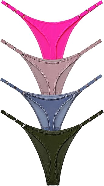 Meshal Sexy G-string Thongs for Women Cotton Panties T Back Underpants 5Pack Hipster