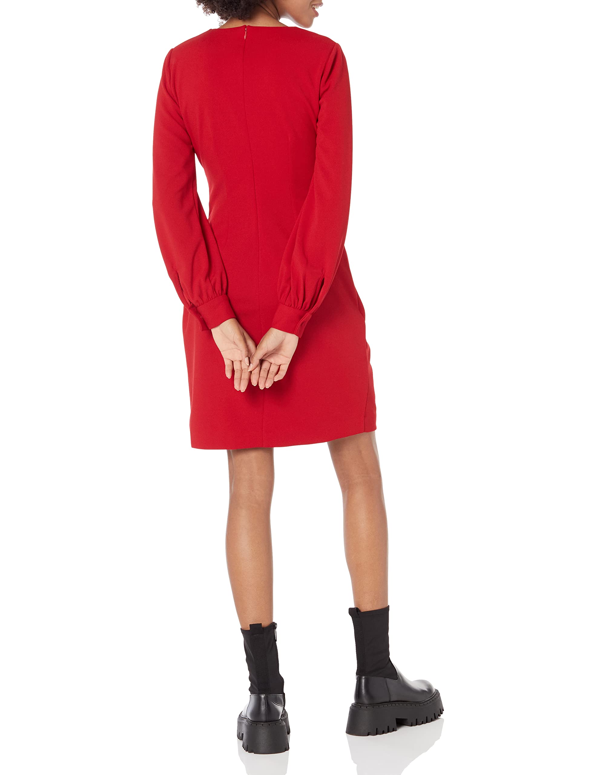 DKNY Side Knot V-Neck Long Flutter Sleeve Sheath Dress Vestido para Mujer