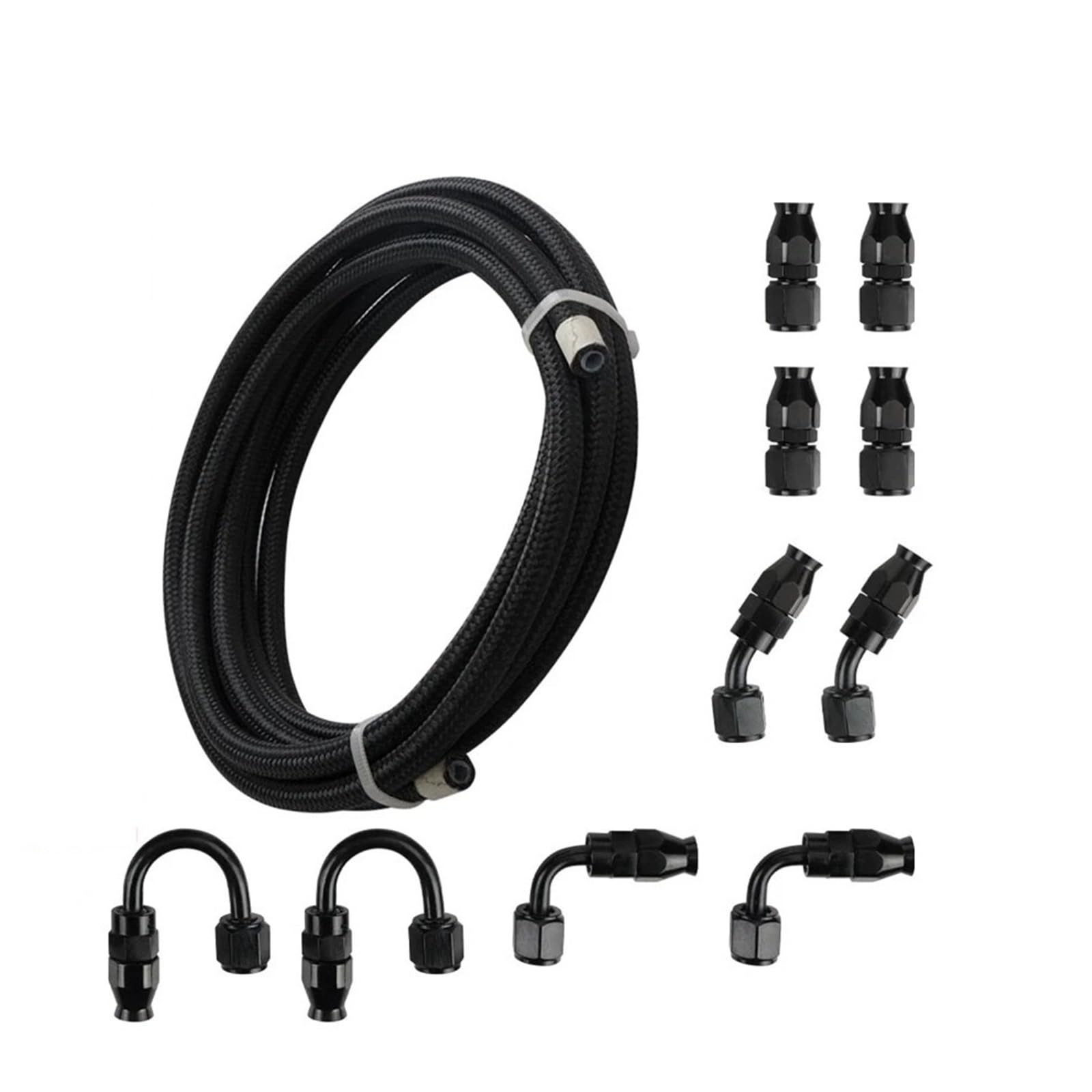 wąż próżniowy Zestaw węży paliwowych, nylonowy oplot węża paliwowego E85 z 10-częściowym obrotowym zestawem adapterów do końcówek węży paliwowych wąż turbo(AN12)