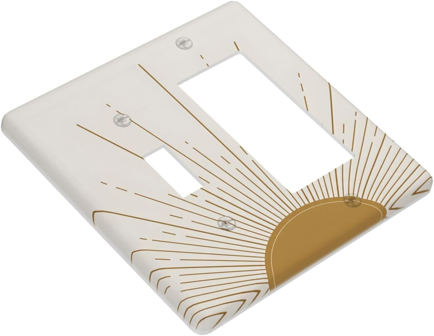 Decorative Outlet Covers Abstract Mid Century Sun Modern Minimalist 2-Gang Combo Light Switch Cover Plate Single Toggle/Rocker Wall Plate Plug Switch Plate Covers for Bedroom Decor
