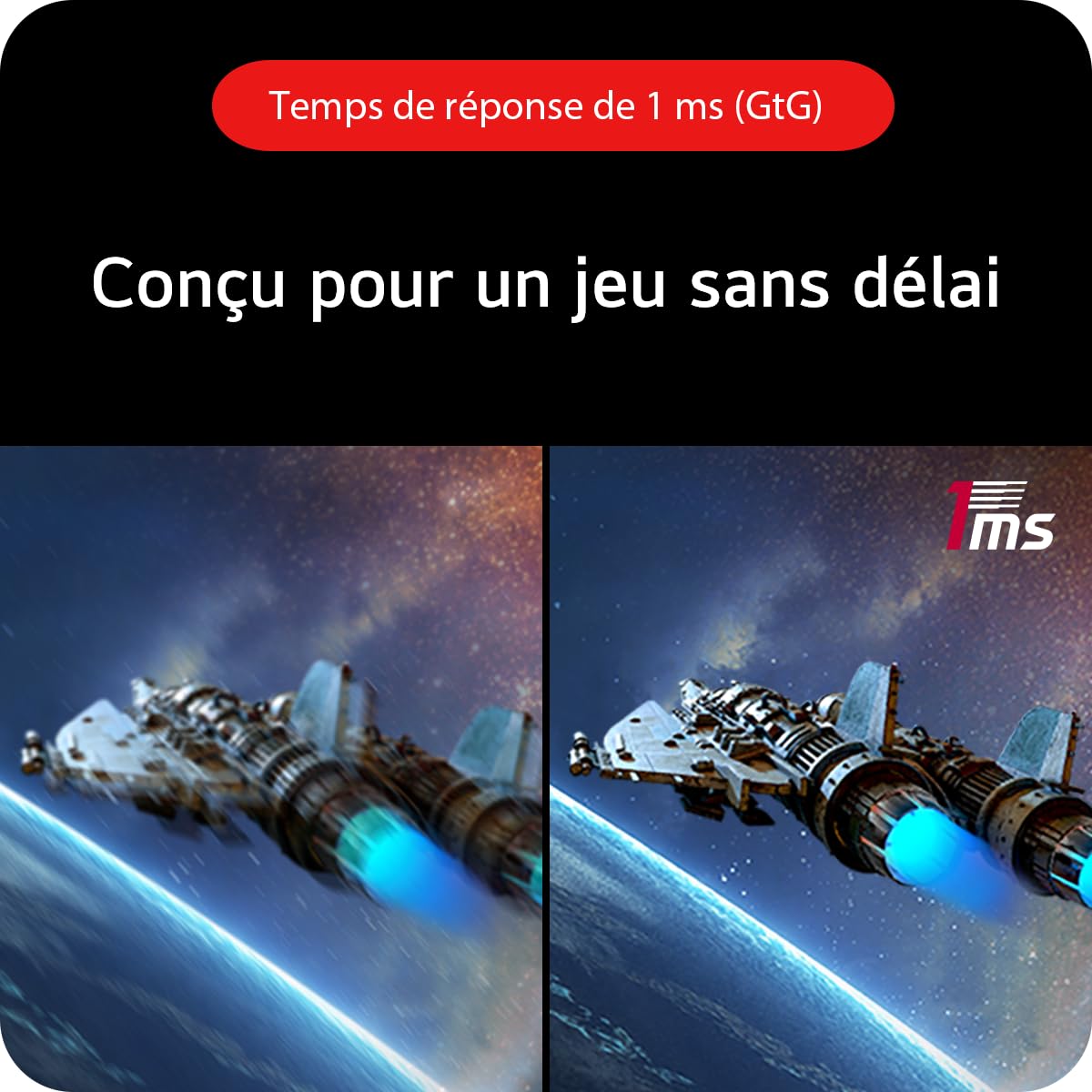 LG Ultragear™ 27GS60QC-B.AEU Ecran PC Gaming 27" - Dalle VA résolution QHD (2560x1440), 1ms 180Hz, HDR 10, sRGB99% (CIE1931), AMD FreeSync, inclinable, réglable en Hauteur