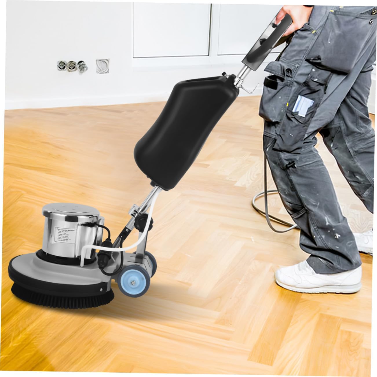 TOYANDONA 17" Heavy-duty Multi-functional Floor Buffer Polisher Machine - Clean, Scrubb And Polish with Ease, Carpet Cleaner For Hardwood Tile And Commercial Spaces 3. 96 Gallon Tank, 175 , 1100w