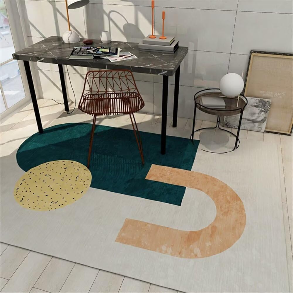 Tapis chambre adolescent fille vert géométrique moderne pour un grand espace