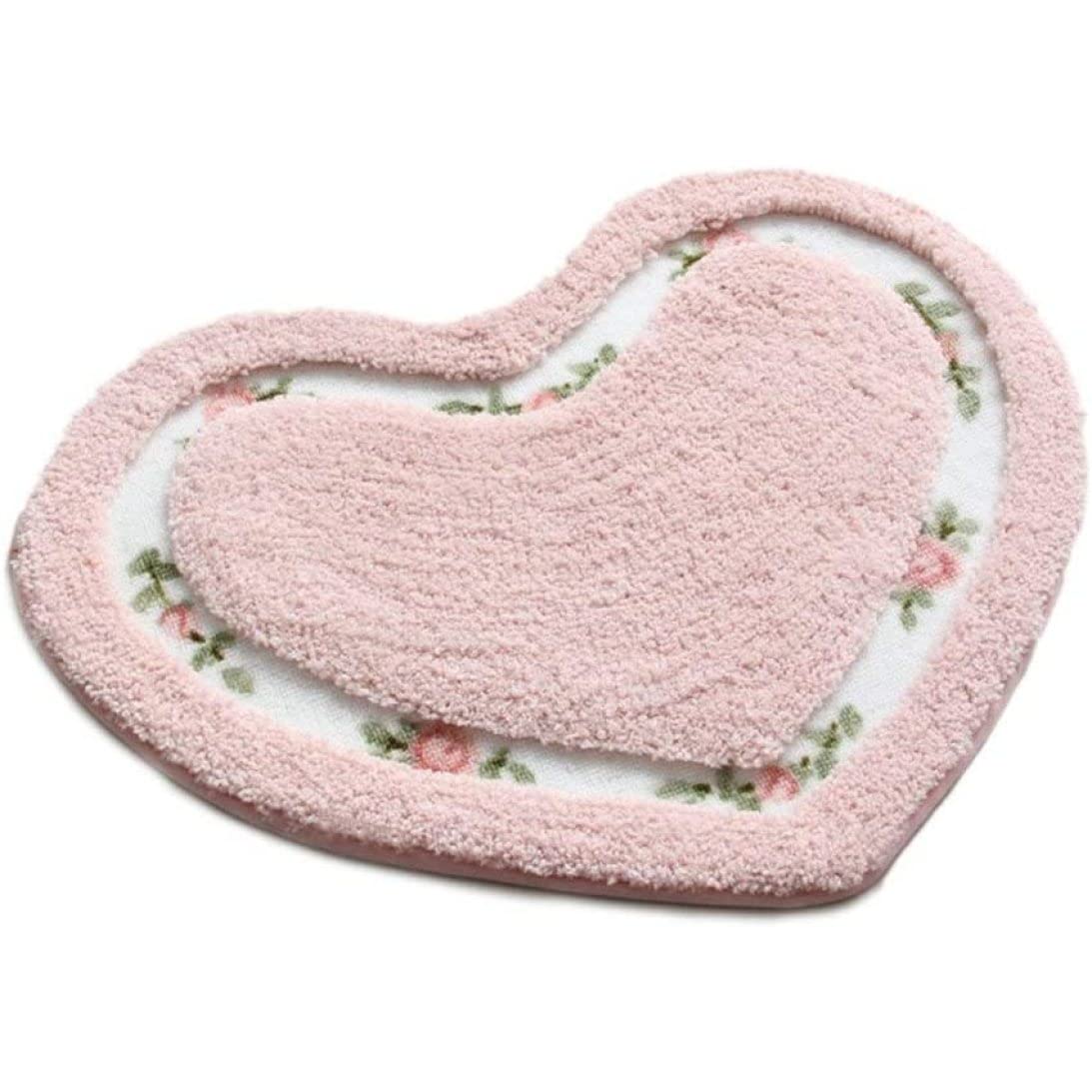 Tapis de salle de bain anti sol froid tapis cœur rose super doux cuisine