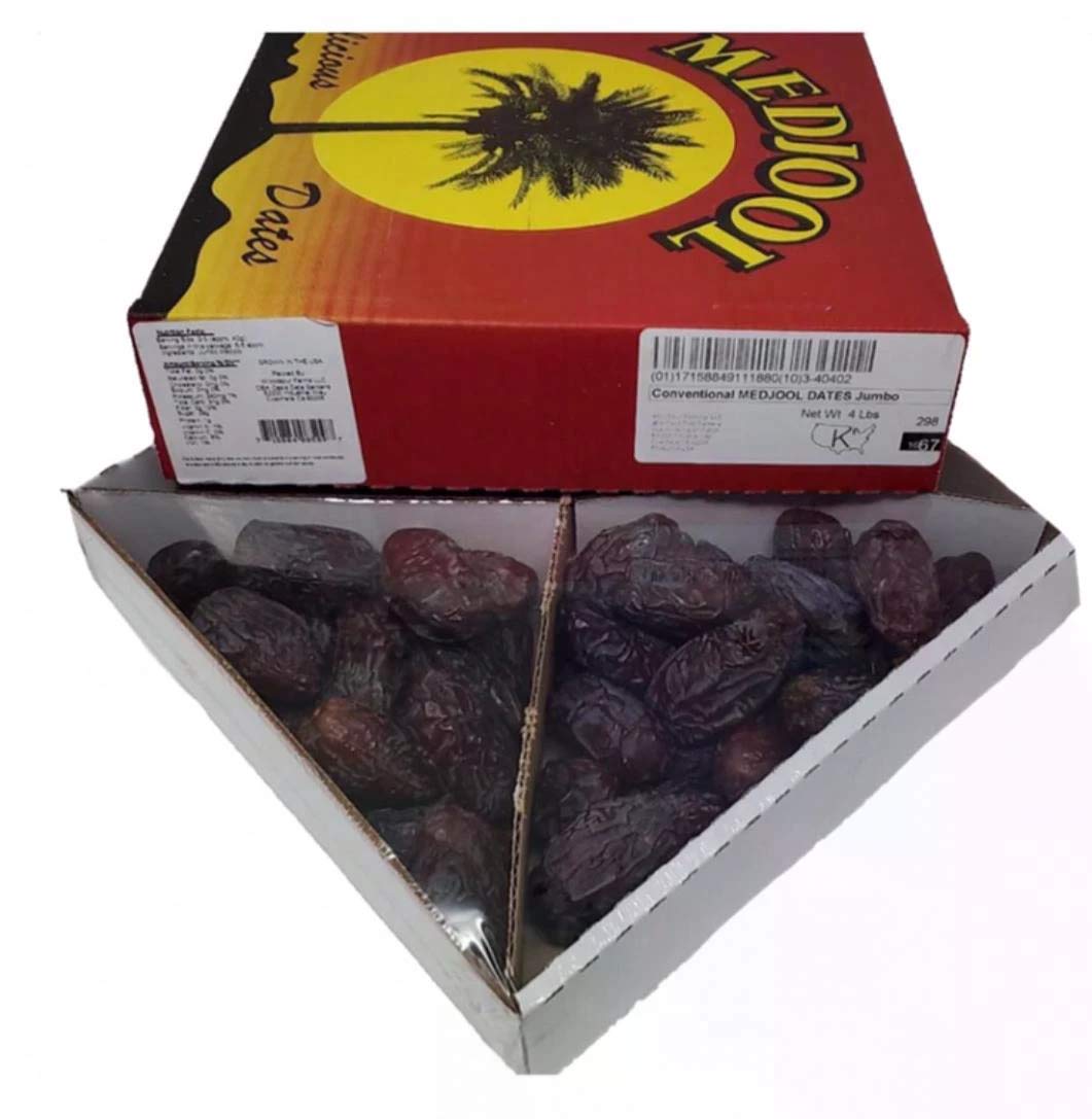 Medjool Dates| Conventional Medjool Dates Jumbo (Medjoul) Dates| Fruits of Kings | Natural Dates and Flavorful, 100% Natural, Great Source of Fiber, Gluten-Free 4LB.| (1.82kg)