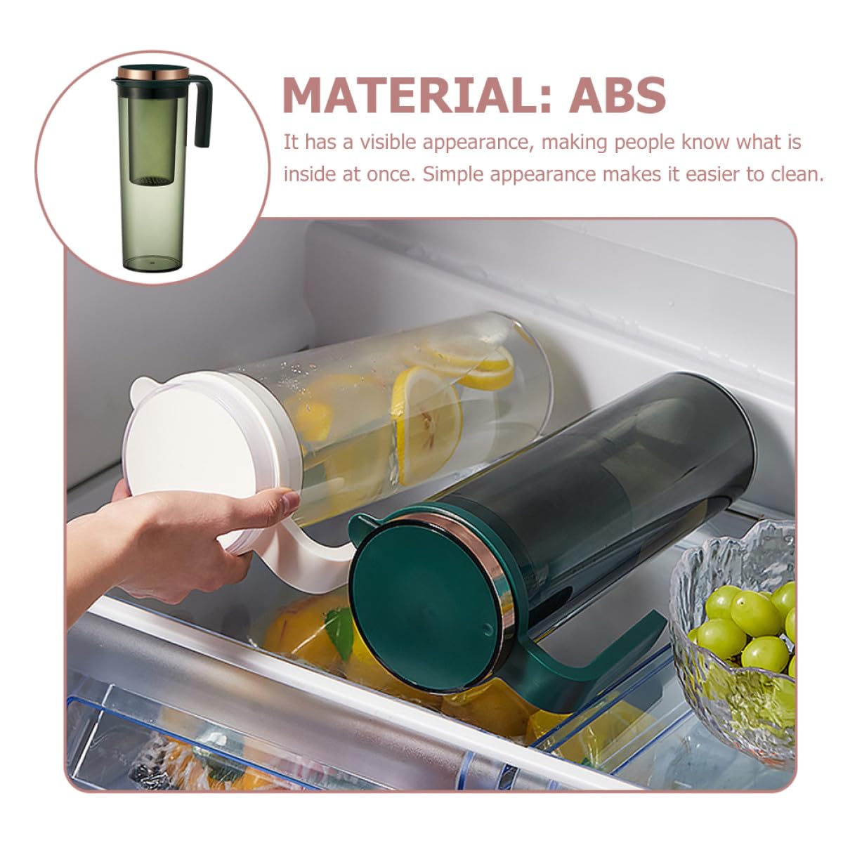 YARNOW Jarra de Bebidas Resistente al Calor Capacidad de 1.2l, Material Abs y Silicona, Diseño Elegante y Práctica para Cenas y Picnics