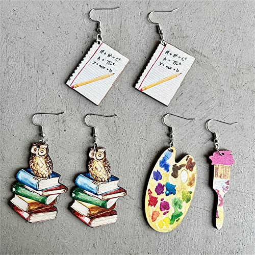 Jiuiql Bohemian Vintage Big Wooden Artist Paint Brush Dangle Drop Earrings Paint Palette Charm Earrings Colorful Painter Jewelry Artist Gift Art Teacher Gifts (Colorful) #TOP7