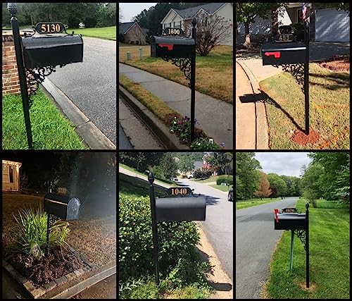 ADDRESSES OF DISTINCTION Oak Mailbox & Post Kit – Black Mailbox System – Includes Address Plaque, Bracket & Mounting Hardware – Rust Resistant Metal Mailbox with Decorative Finial
