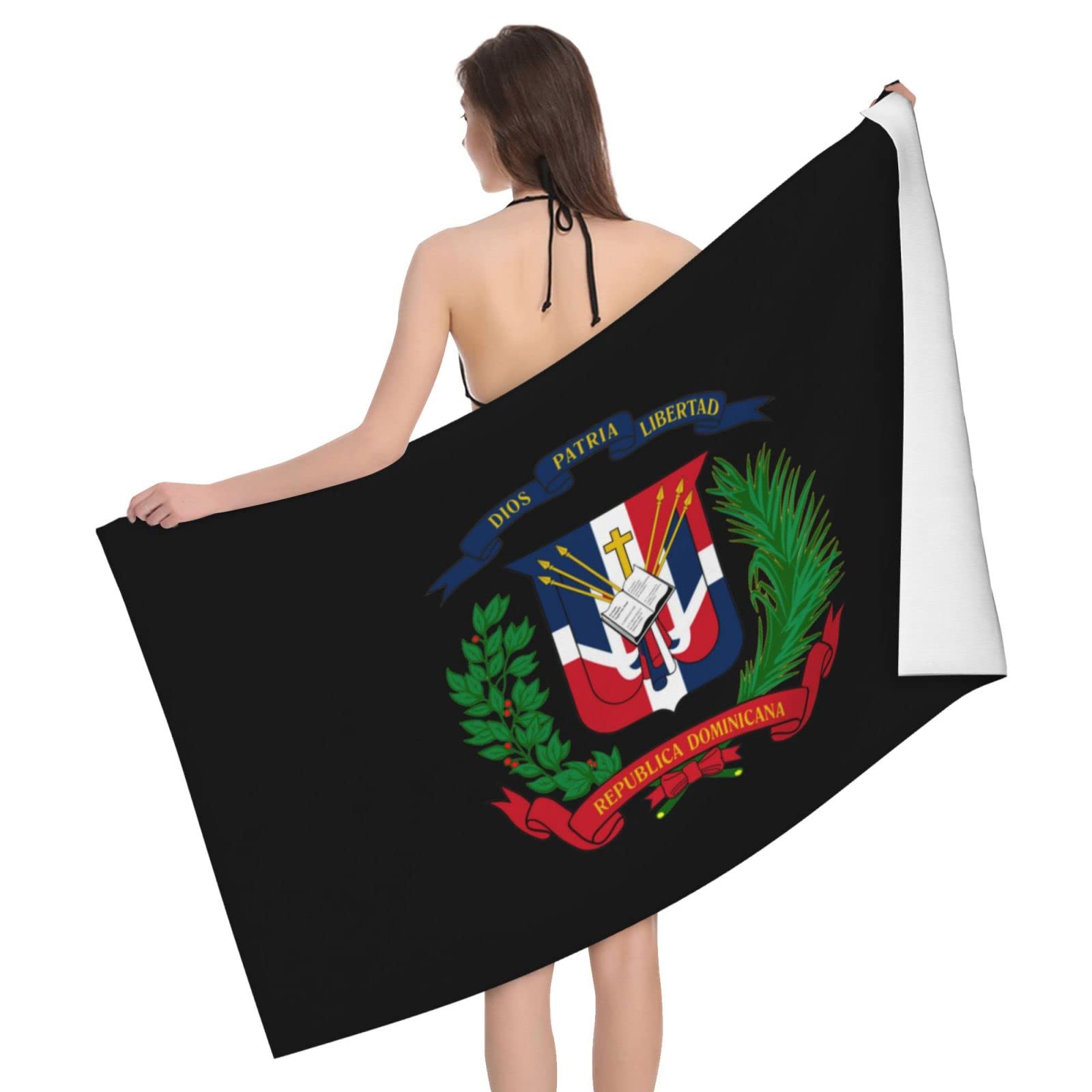 Lsjuee Coat of arms of The Dominican Bath Towel Absorb Water Quick Dry Bath Towel, for Beach, Swimming Pool, Camping