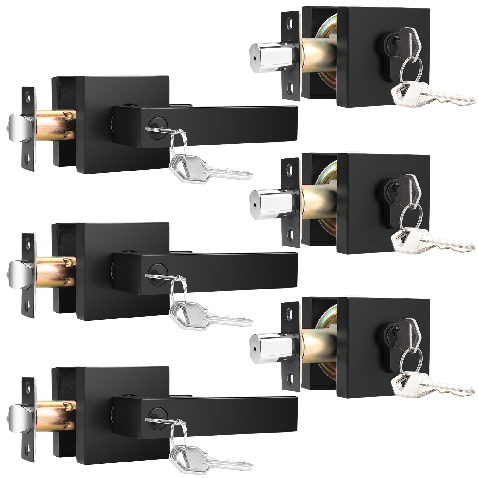 KNOBWELL Matte Black Door Knob & Deadbolt Set -1