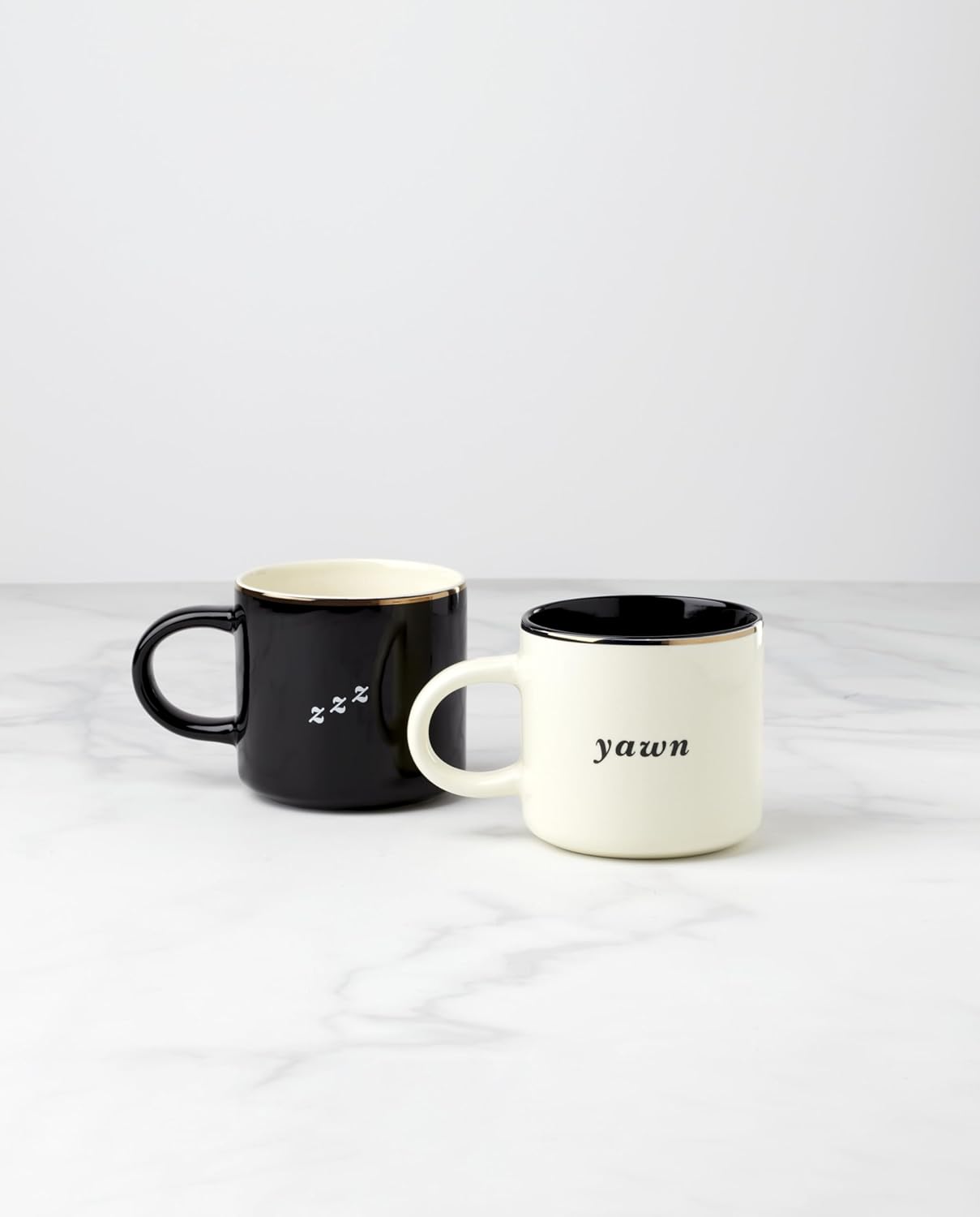 kate spade new york Yawn & ZZZ, Mugs, Set of 2, Black