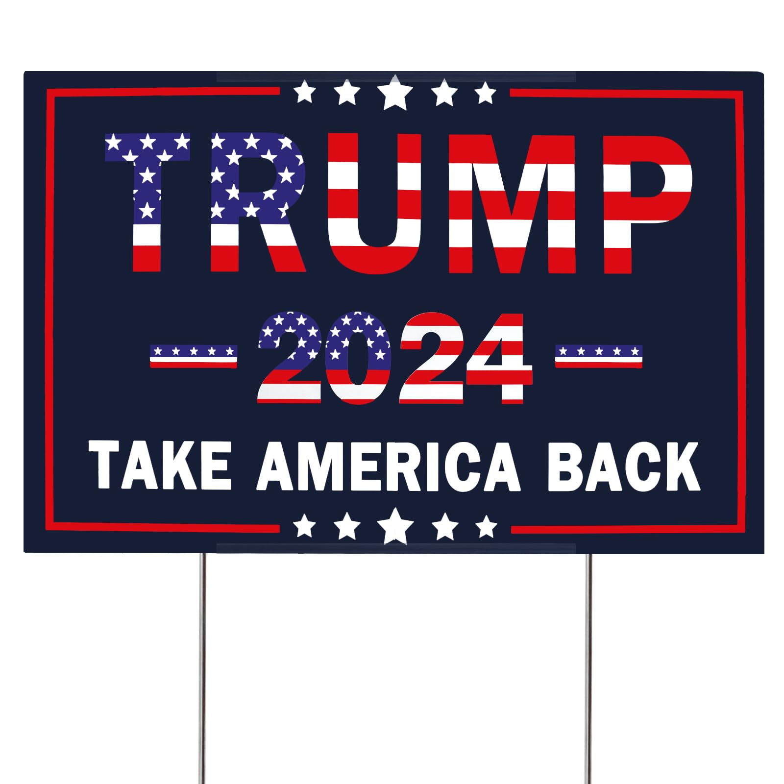 HSZJstoHSZJsto Trump 2024 Yard Sign with Metal Stakes, Double Sided 16x25 Inch Donald Trump Take America Back Signs, Placard Outdoor Voted Signs for Trump Lawn Signs Rally Decoration Lawn Yard Signs