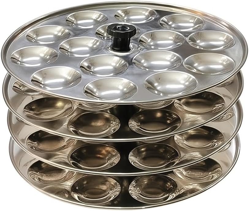 Indian Idlyy 4 Plates Stainless Steel Mini Idly Stand for 3 Liter Cooker
