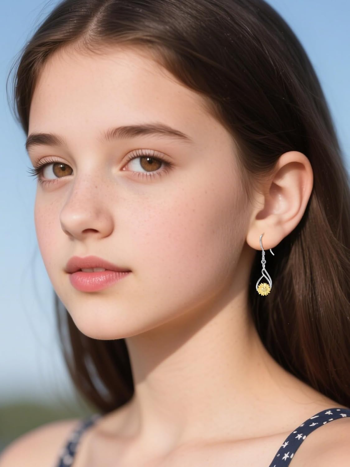 Dreamboat Sunflower Dangle Drop Earrings for Women 925 Sterling Silver 14K Gold Plated Sunflower Flower Dangling Hook Earring Fashion Anniversary Birthday Jewelry Gifts - Image 5