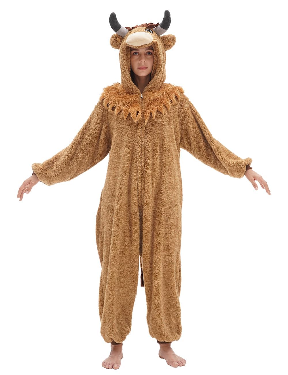 scotland cattle loose - fitting adult onesie pajamas halloween christmas cosplay costume women men