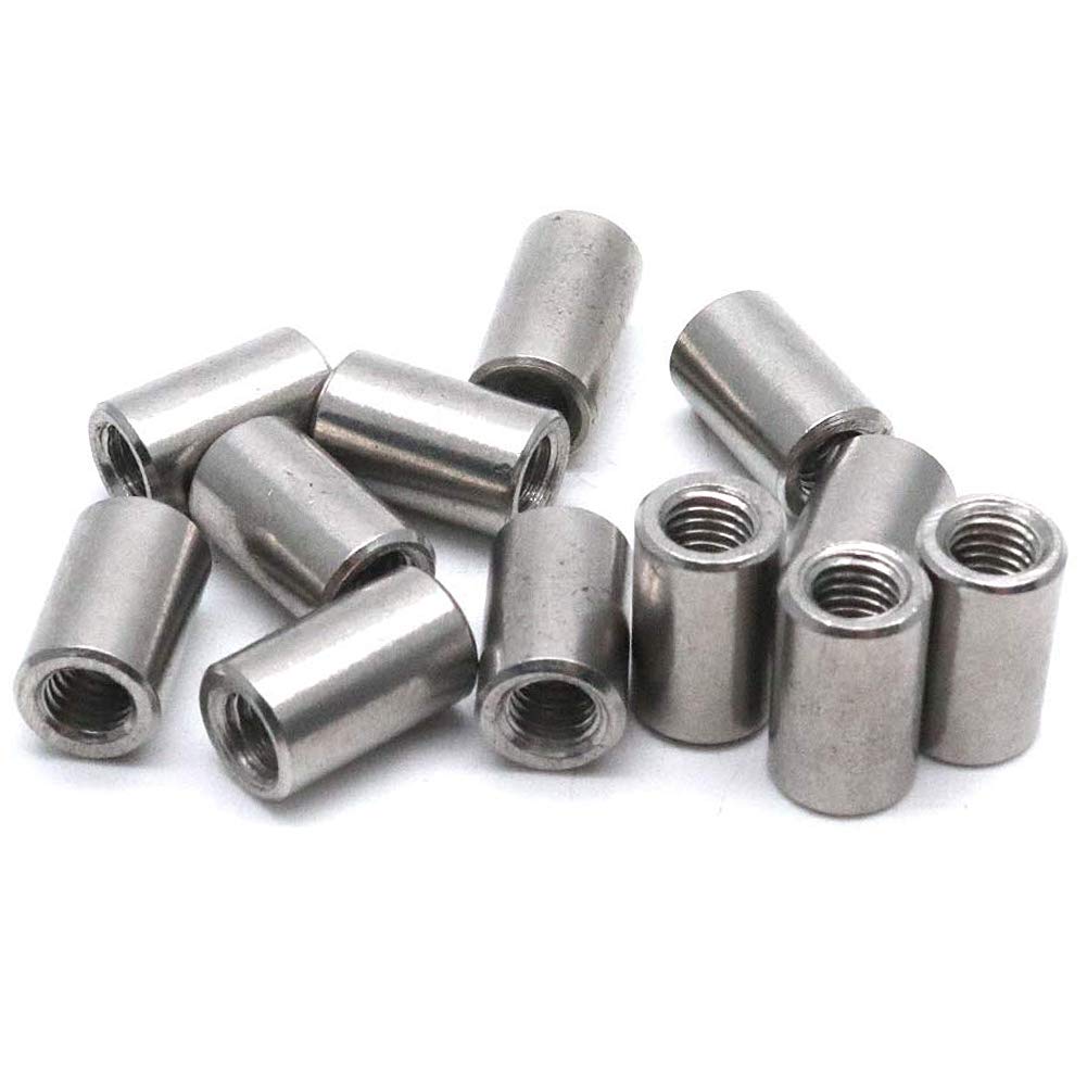 Yohii M5 Round Connector Nuts Stainless Steel Coupling Nut 13mm/0.5" Length - Pack of 12