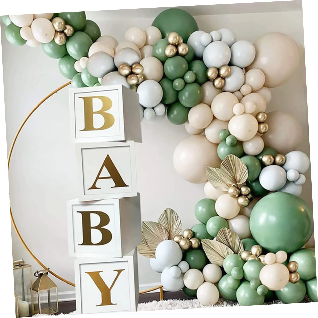 Babyboxen zur Babyparty 1 Satz aus Papier in Weiß und Grün