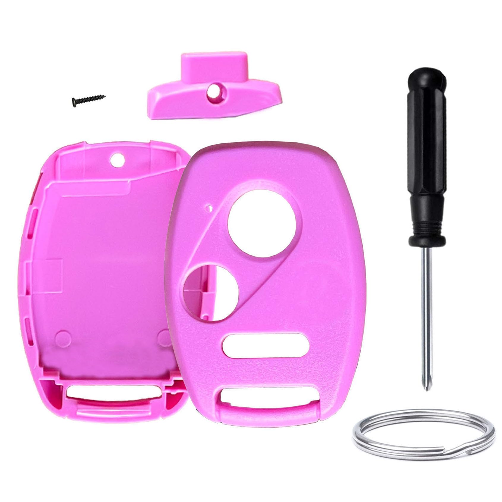 WENHENI Replacement Key Fob Shell Case Fits for Honda Accord/Civic/CR-V/Fit/Odyssey/Pilot/Ridgeline/CR-Z Keyless Entry Remote Key Fob Cover (3Buttons 1Pink)