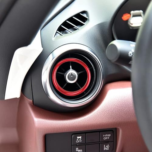 Miniatura 5 de Adorno de salida de ventilación de aire acondicionado de coche para Mazda MX-5 MX5 Mazda 2 CX-3 CX3 RF ND Accesorios de coche (Anillo interior rojo)