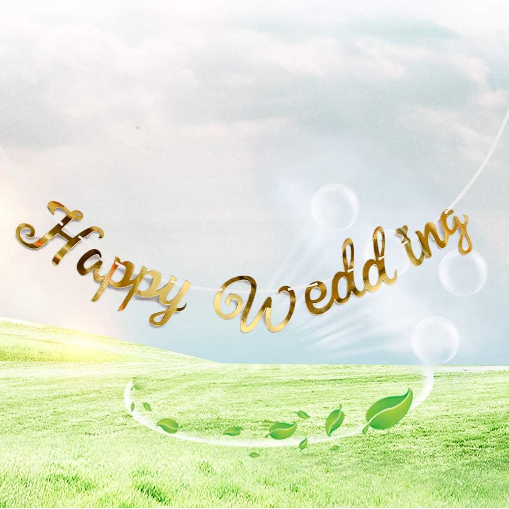Amazon Co Jp Bestoyard Happy Wedding バナー ガーランド キラキラ ウェディング 結婚式用品 パーティー飾り おもちゃ