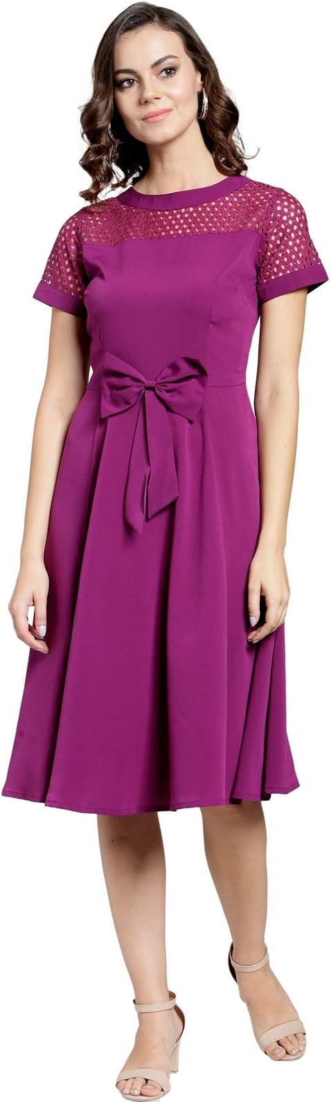 pluss Women's Georgette A-Line Maxi Dress