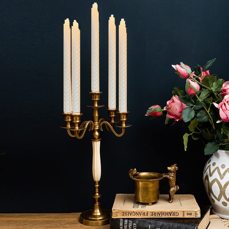 Image of Set of 12 Beeswax White Taper Candles, 10 Inch Smokeless Dripless, Uncented Long Candles Perfect for Household, Wedding, Party, and Home Decor Home Gift Ideas
