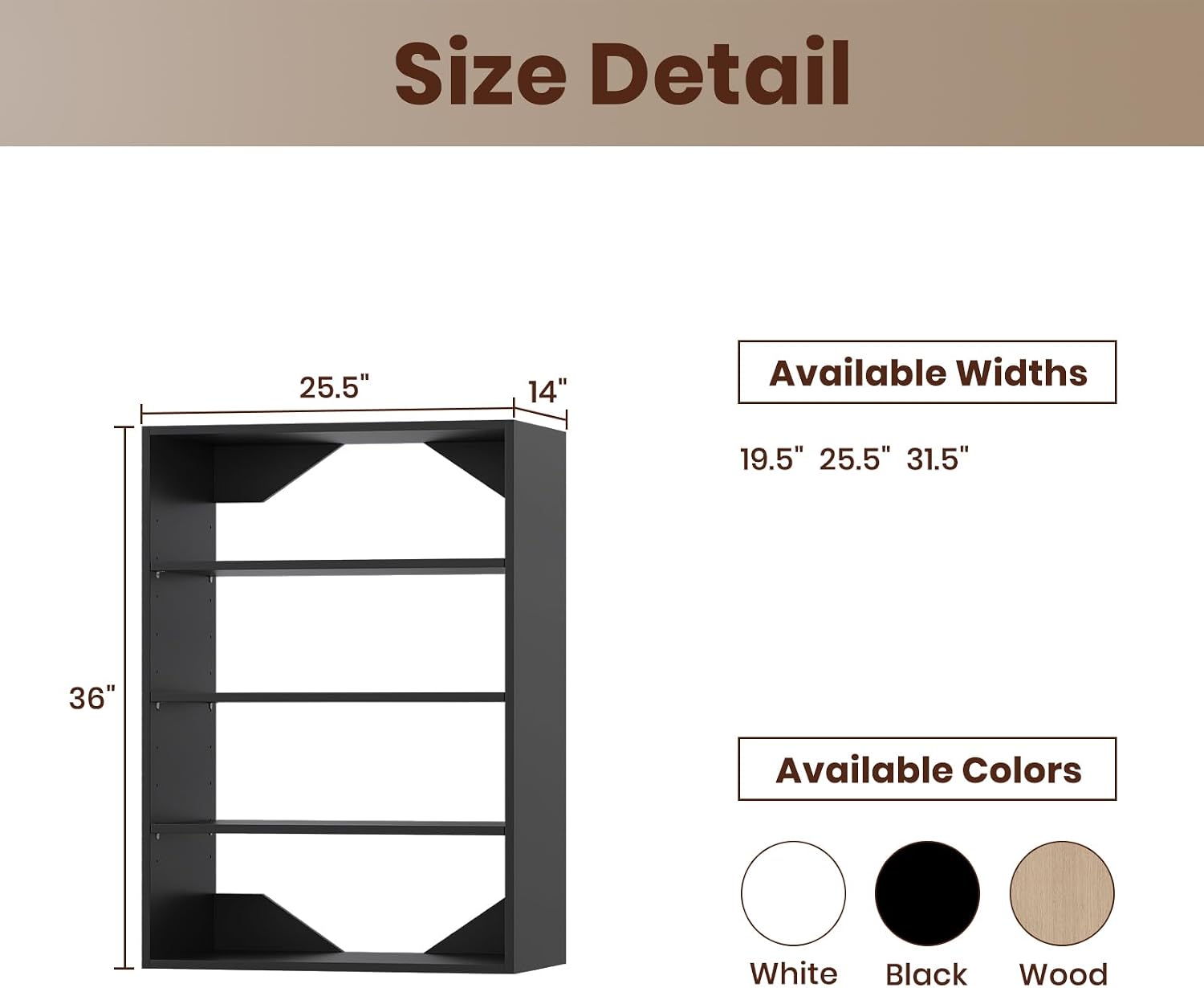 ROOMTEC 25.5" Shelf Short Tower Closet Unit, Modular Closet System with Shelf, Wardrobe Organizer for Bedroom or Walk-in Closet, Wall Mounted, Customizable Clothes Storage Unit, Black