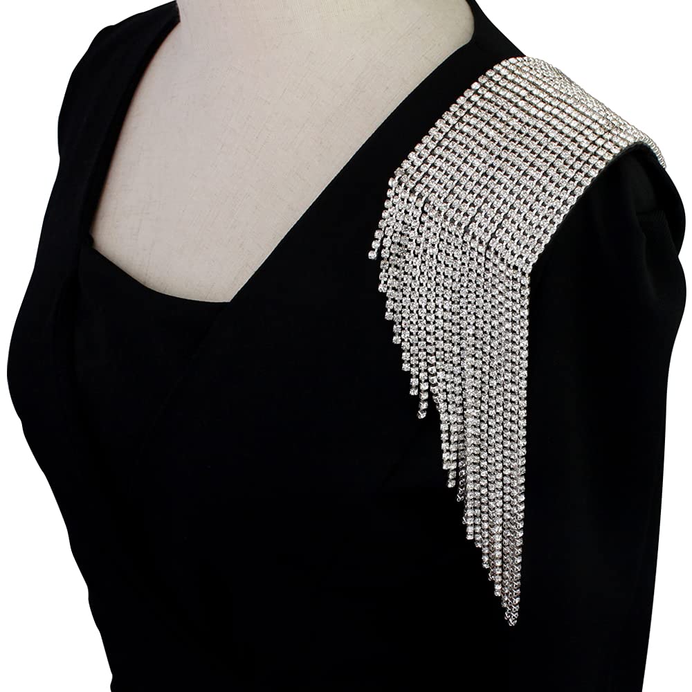 Handgemaakte Epaulette Kralen Kwastje Strass Kristal Bloemen Schouder Epauletten Patches Blazer Accessoires 2 Stuks (D