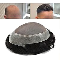 Vista 1 de Pieza de cabello humano real para hombre, sistema de reemplazo de unidades de cabello para hombres, piezas de cabello duradero, tupé para hombres