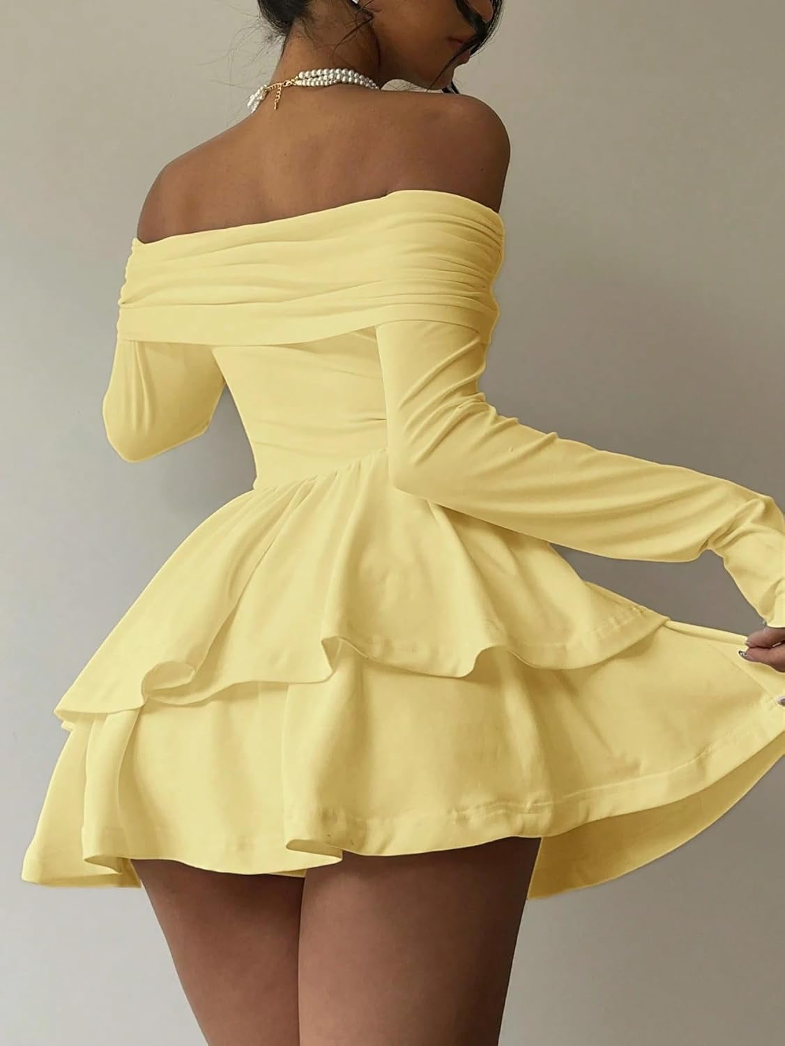 Rompers for Women Summer 2026 Elegant Solid Color Off Shoulder Ruffle Jumpsuit