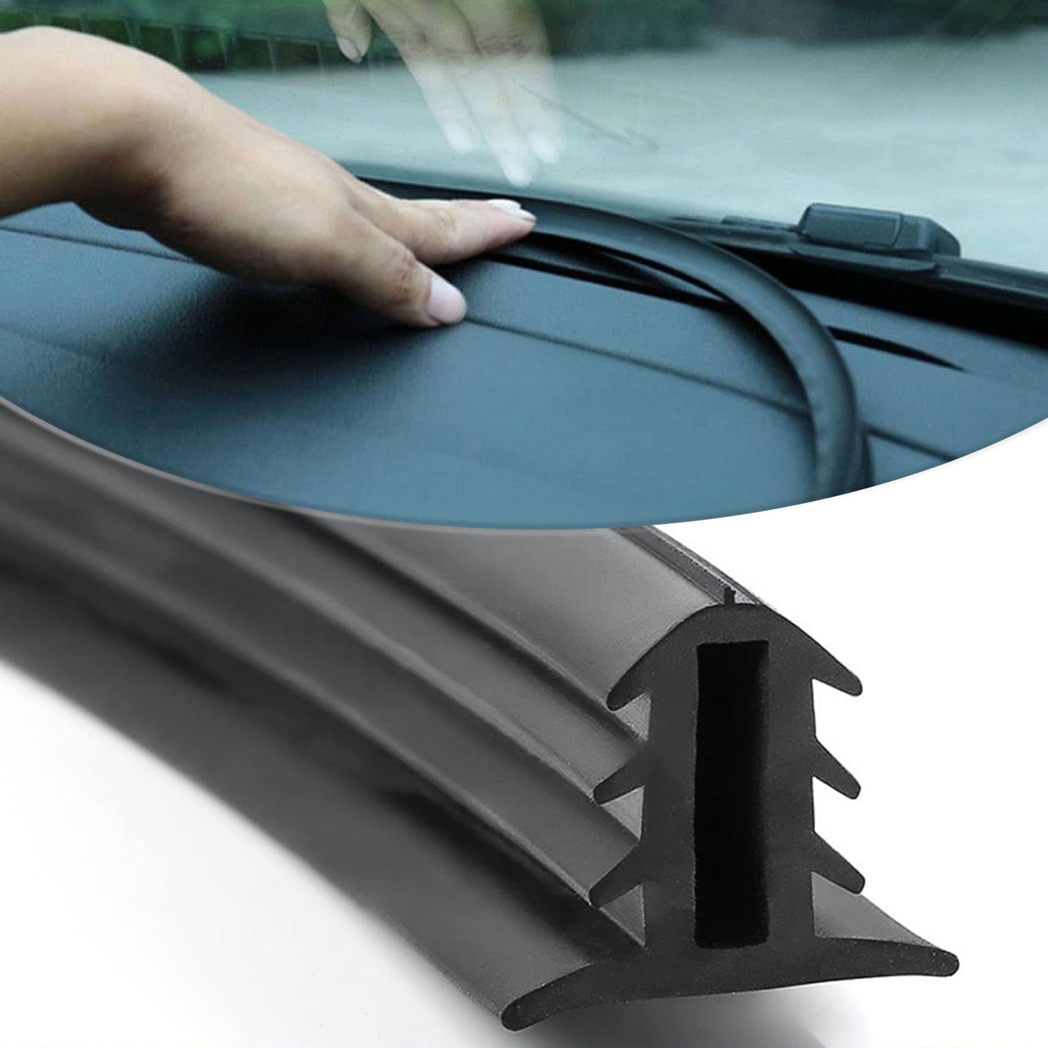 1 PC Car Rubber Sealing Strip, 6.5Ft Center Console Instrument Panel Door Sound Insulation Noise Reduction Decorative Accessory, Cuttable Slit Filling Dust Strip, Universal for Cars (Black)