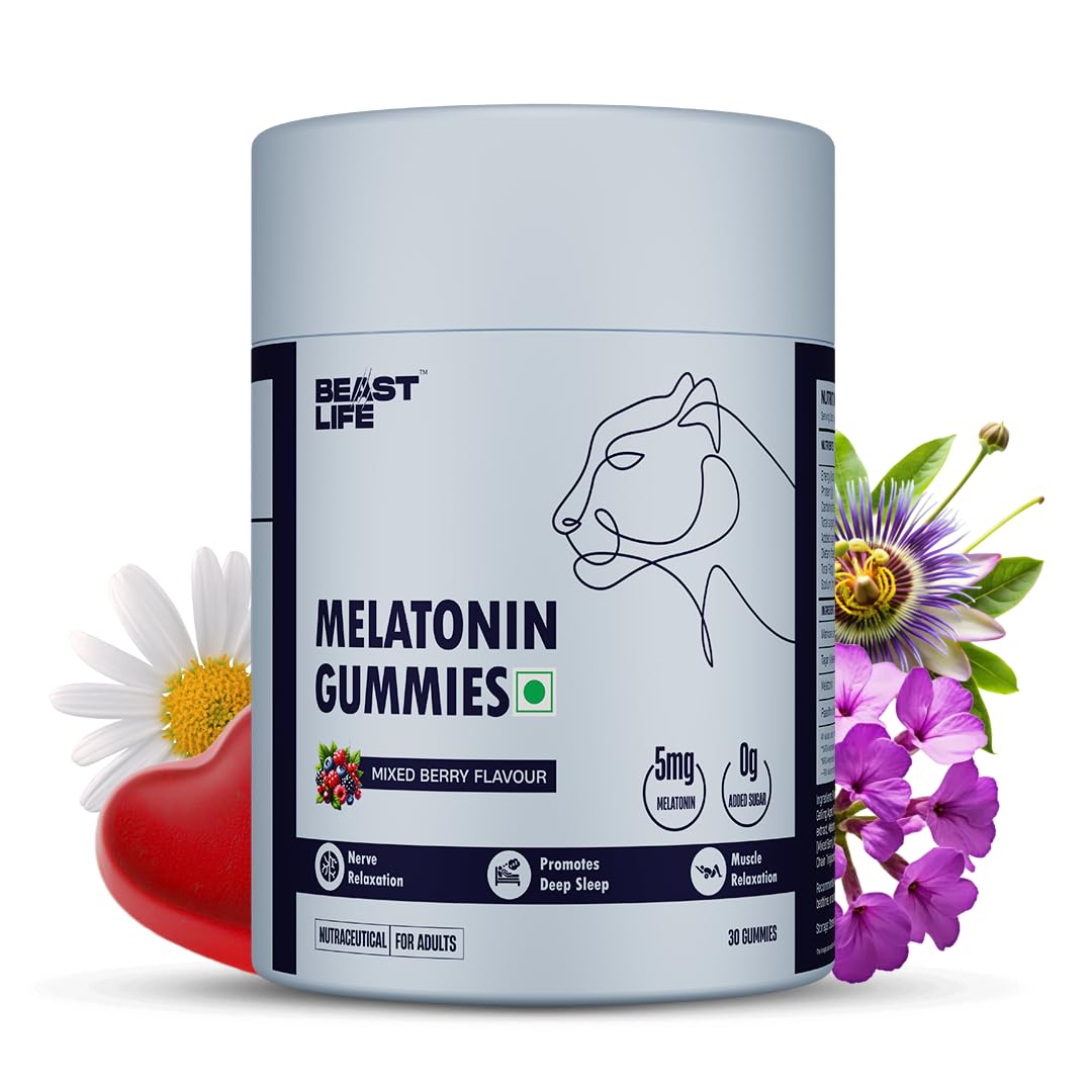 BeastLife Melatonin Gummies 5mg with Valeriana wallichii, Chamomile, Passiflora | Mixed Berry Flavor | Sleep Support Supplement for Deep Sleep, Natural Sleeping Aid, Non-Habit Forming Night Rest Formula | Relieves Stress & Anxiety | Enhances Relaxation & Focus | 30 Gummies-picture-46