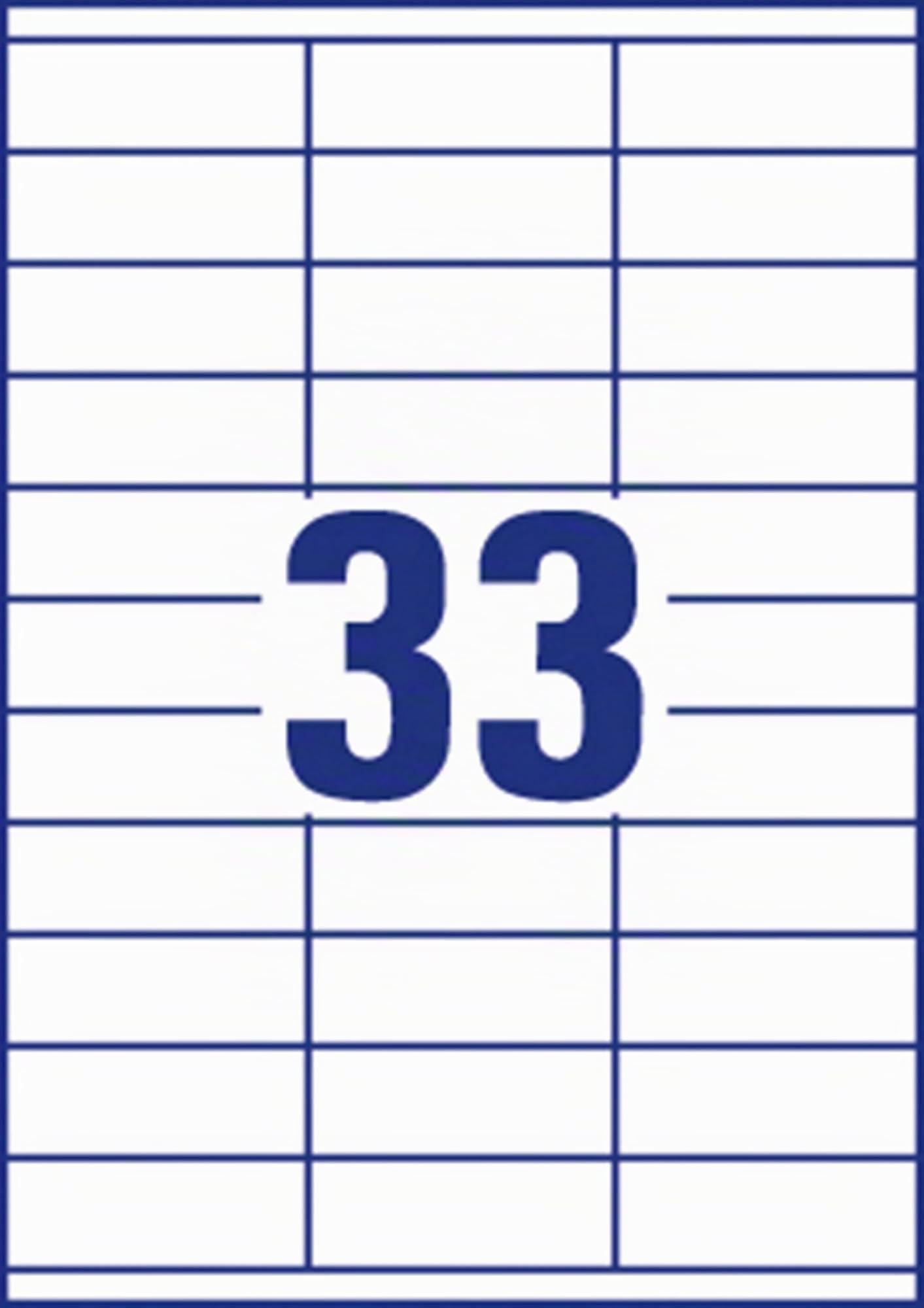 Europe100 Art. ELA009 Universal Etiketten (3.300 Klebeetiketten, 70x25,4mm auf A4, Papier matt, individuell bedruckbar, selbstklebende Aufkleber, kompatibel zu AVERY 3421) 100 Blatt, weiß