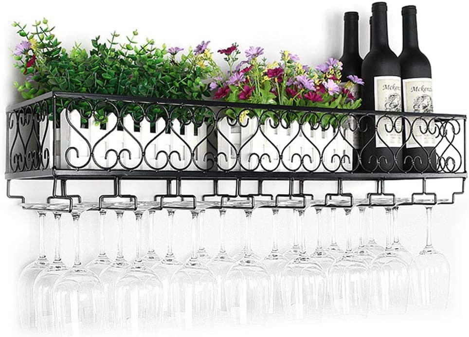 Casier à vin et porte-verres mural en métal pour ranger sans encombrer