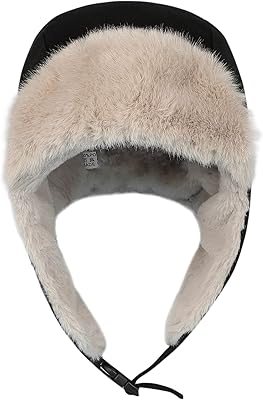 Women Winter Warm Hat with Ear Flaps Winter Windproof Warm Hunting Cap Trapper Hat Cold Weather Fleece Lined Hat Pilot Hat Black
