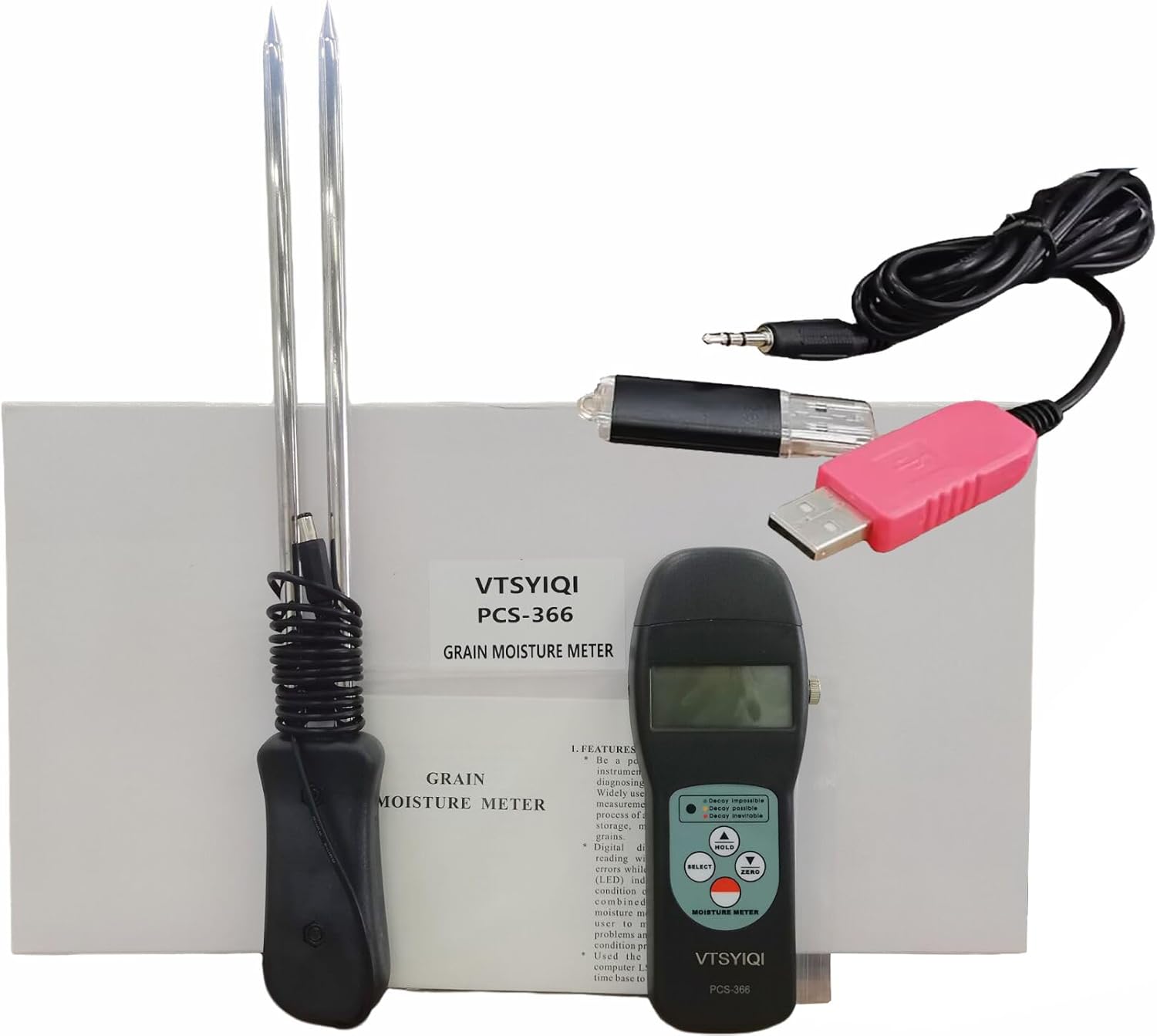 Multifunctional Grain Moisture Meter Tester with Range 7~30% 36 Kinds Grains and 0.1 Resolution for Tracking Moisture in Long Term Grain Storage USB Port Interface