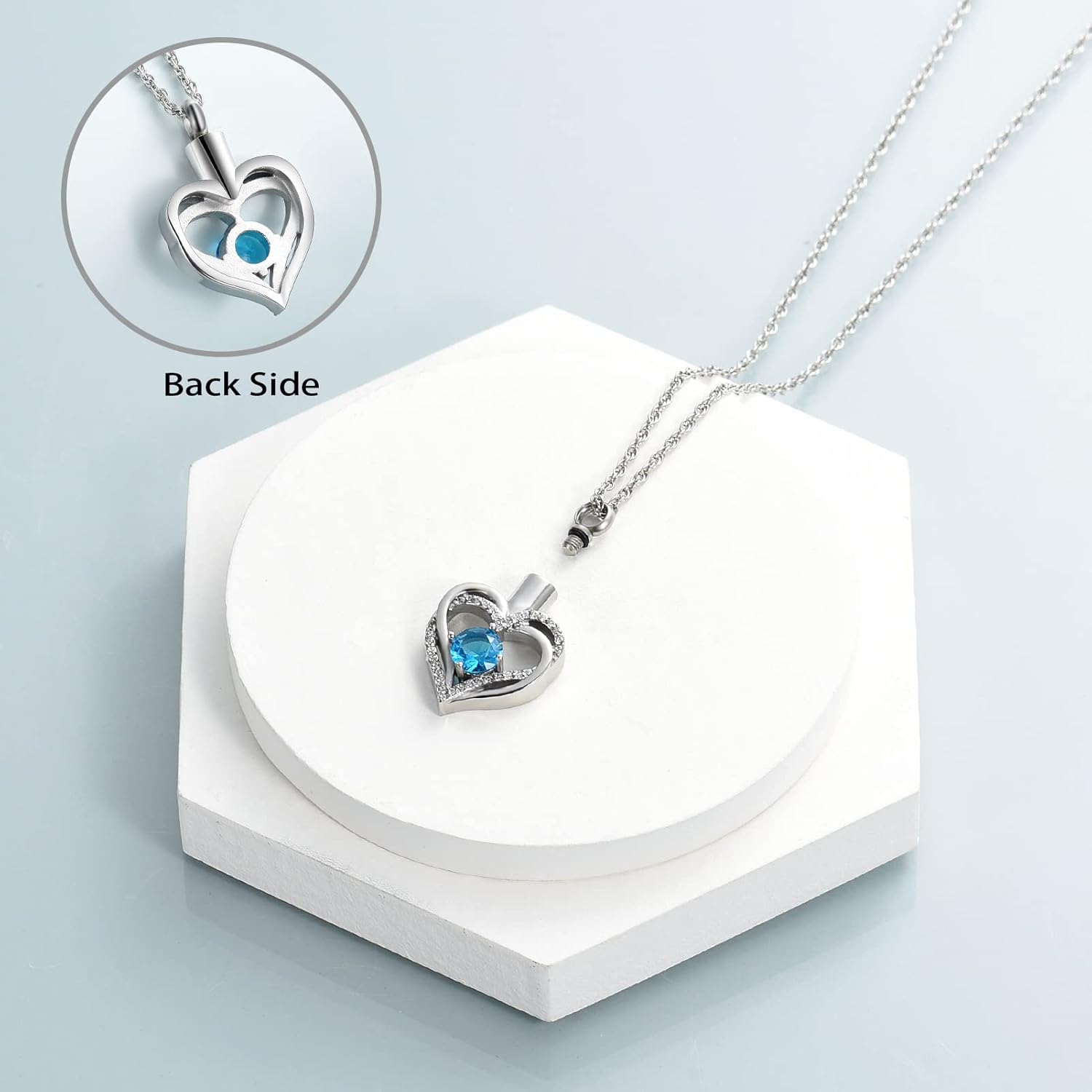 shajwo Cremation Jewelry Heart Urn Necklace for Ashes for Women Gilrs Memorial Keepsake Birthstone Pendant - Image 4