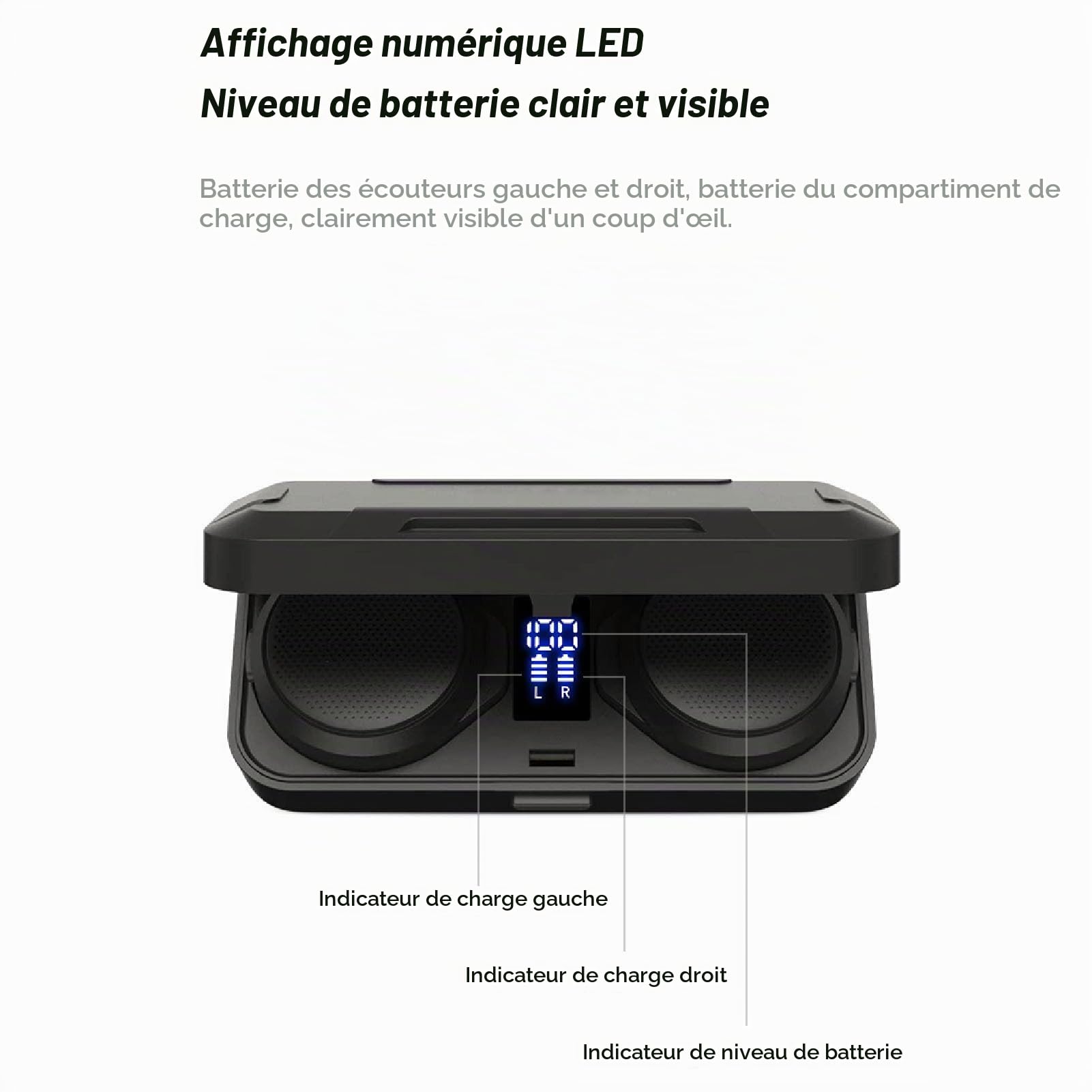 ciciglow Casque Bluetooth pour Moto, Autonomie de 50 Heures, Haut-parleurs Bluetooth pour Casque de Moto, Haut-parleur sans Fil avec étui de Chargement pour L'extérieur