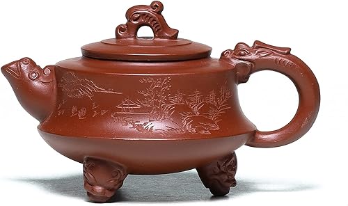 Zisha - Tetera de 8 onzas, auténtica olla de arcilla Yixing hecha a mano con filtro, juego de té chino de infusión de Kung Fu