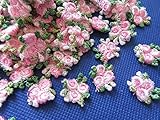 YYCRAFT Pack of 80 Embroidery Venise Lace Rose Flower Applique/Dress/Trim/Sewing-Pink