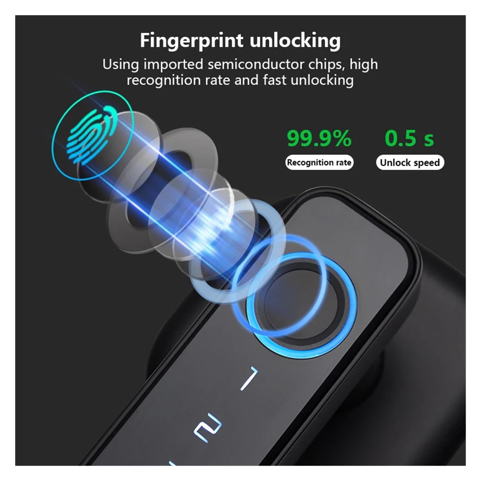 Serrure de porte intelligente, Serrure de porte intelligente Bluetooth M6, mot passe à empreintes digitales, déverrouillage multiple, serrure électronique for la maison(Silver)