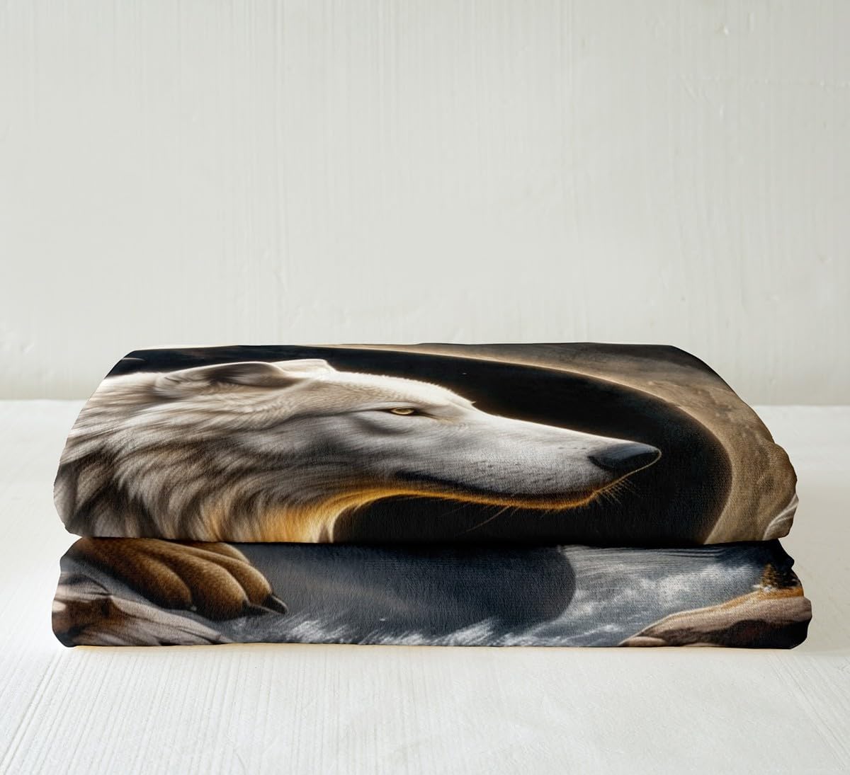 Wild Wolf Eagle Fleece Blanket,Jungle Wildlife Animal Rustic Plush Blanket for Kids Teens,Lovely Room Decor,3D Print Tai Chi Natural Mount Pine Trees Flannel Blanket,Twin 60"x80"