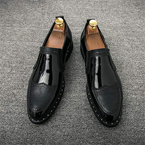 Men's Business Oxford Casual Personality Stylish Stitching Thick Patent Leather Brogue Shoes3