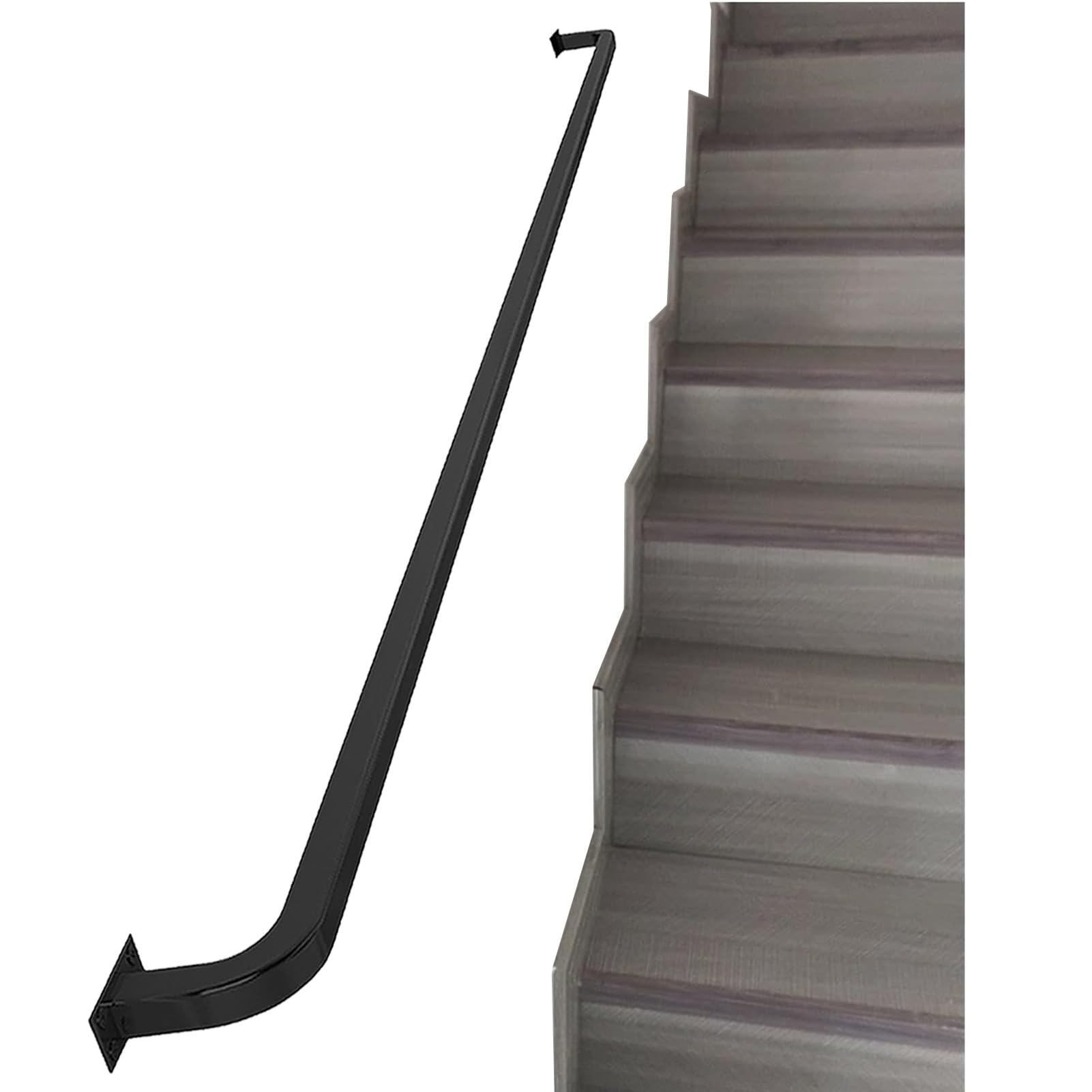 LWJSOCP Stair handrail Modern Stair Handrail Grab Bar Set, Wall Mounted Supportive Iron Stair Railing for Bars, Lofts, Kindergarten Railings with Wrought Iron Brackets, Galvanized Pipe Railings (Si