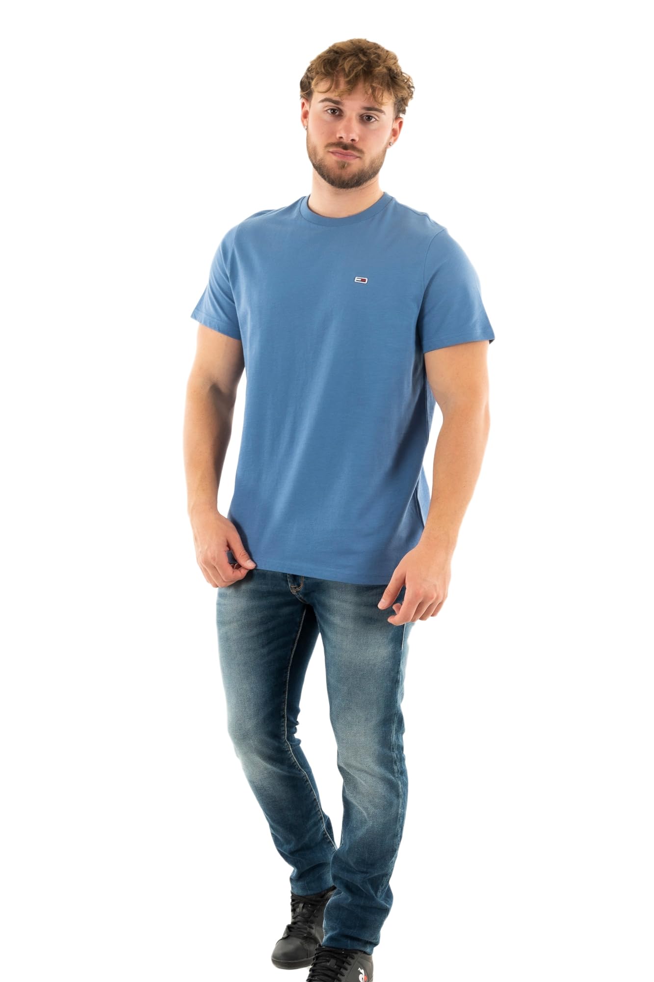 Tommy Jeans Men's Tjm Slim Jersey C Neck Ext Dm0dm09598 S/S Knit Tops, Charmed, XS