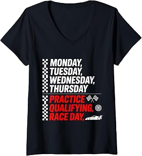 Womens Monday Tuesday Thursday Practice Qualifying Race Day V-Neck T-Shirt